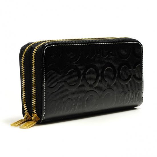 Coach In Signature Large Black Wallets ARW - Click Image to Close